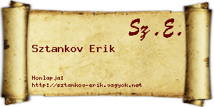 Sztankov Erik névjegykártya